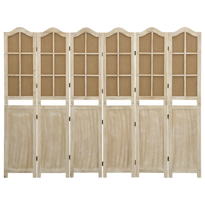 6-Panel Room Divider Brown 214x165 cm Fabric