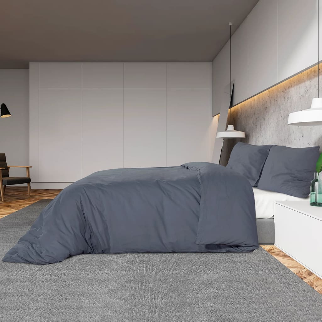 Duvet Cover Set Anthracite 260x240 cm Light-weight Microfiber