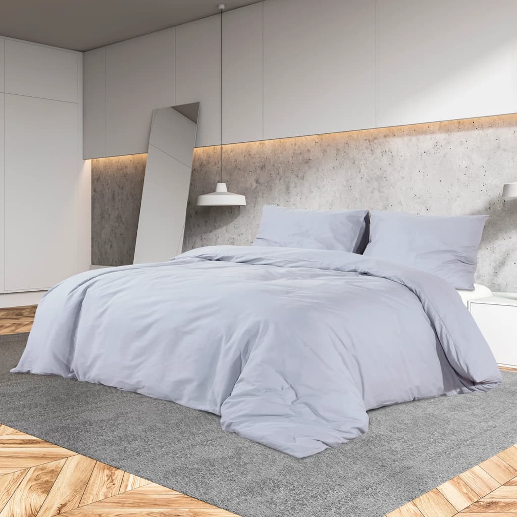 Duvet Cover Set Grey 220x240 cm Light-weight Microfiber