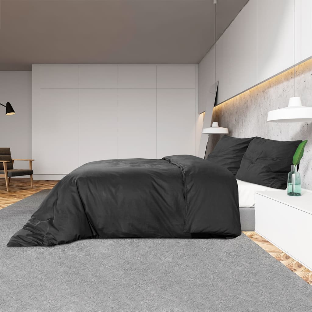Duvet Cover Set Black 225x220 cm Light-weight Microfiber