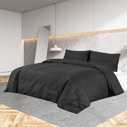 Duvet Cover Set Black 225x220 cm Light-weight Microfiber