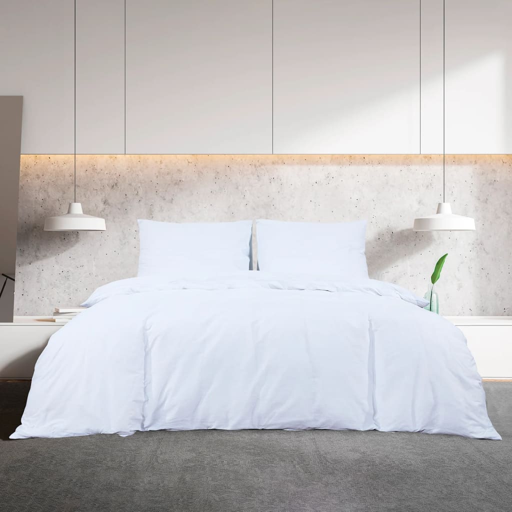 Duvet Cover Set White 135x200 cm Light-weight Microfiber