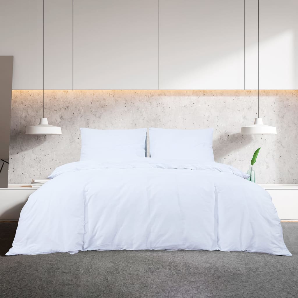 Duvet Cover Set White 135x200 cm Light-weight Microfiber