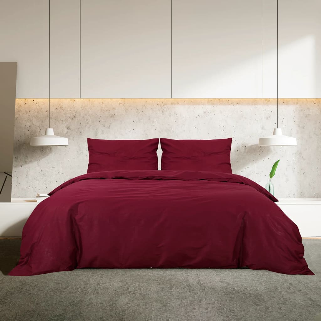 Duvet Cover Set Bordeaux 135x200 cm Light-weight Microfiber