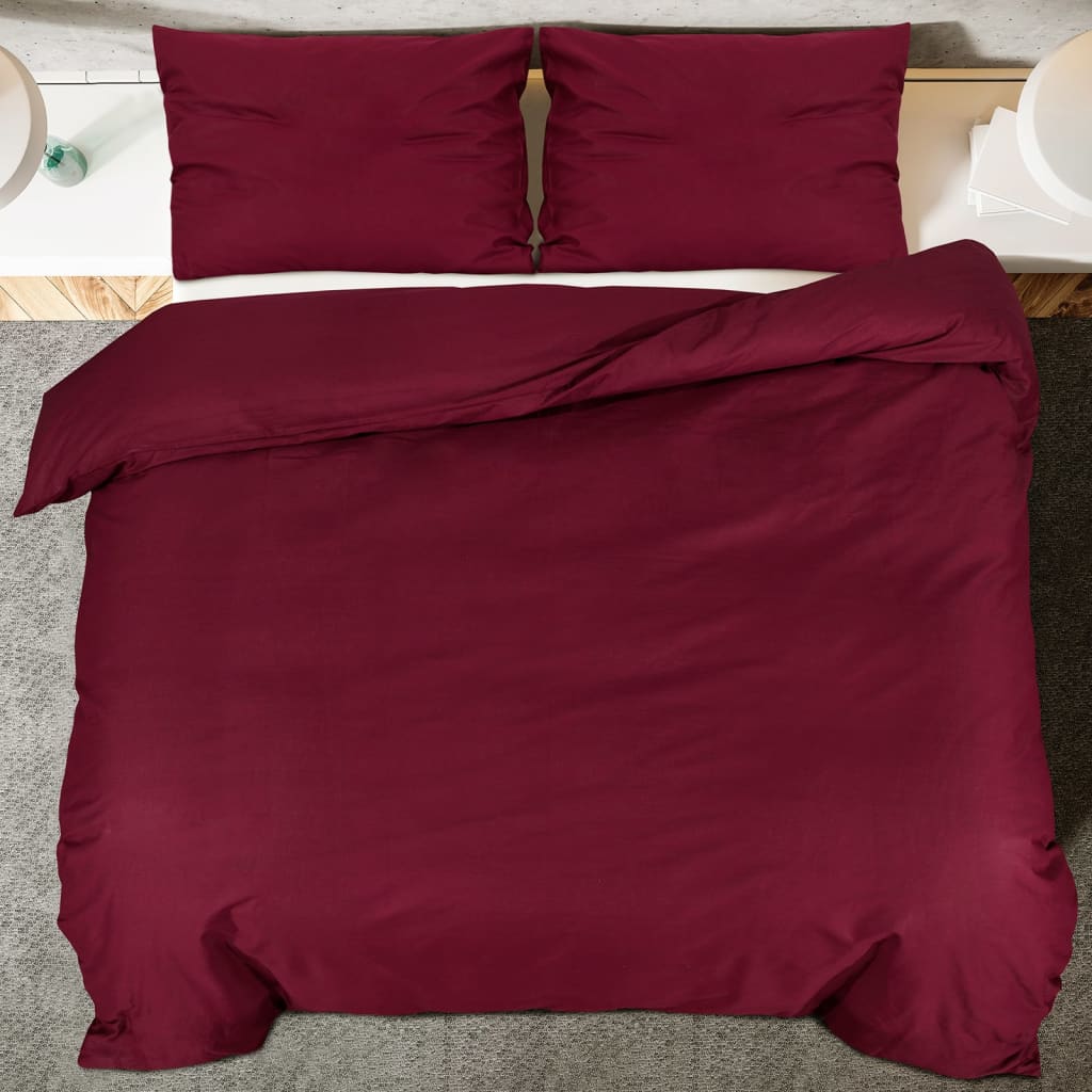 Duvet Cover Set Bordeaux 135x200 cm Light-weight Microfiber