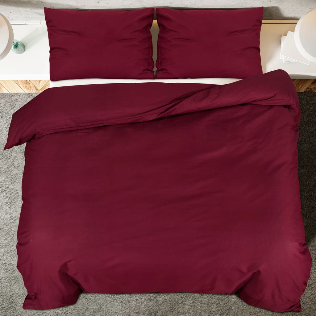 Duvet Cover Set Bordeaux 155x220 cm Light-weight Microfiber