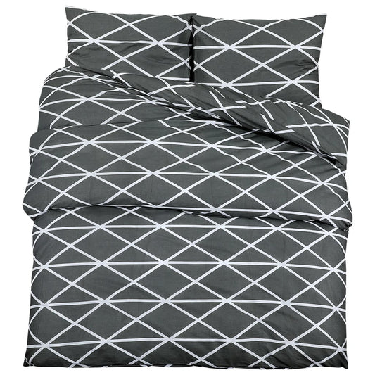 Duvet Cover Set Grey 155x220 cm Cotton