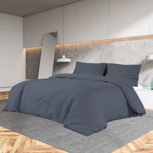 Duvet Cover Set Anthracite 260x240 cm Cotton