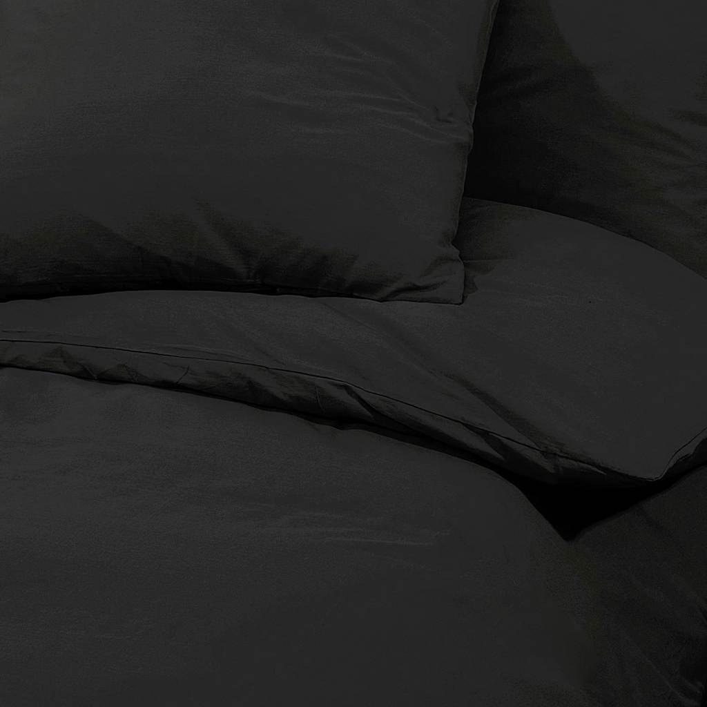 Duvet Cover Set Black 200x200 cm Cotton