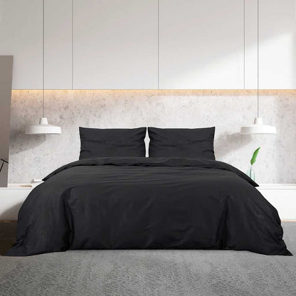 Duvet Cover Set Black 260x240 cm Cotton