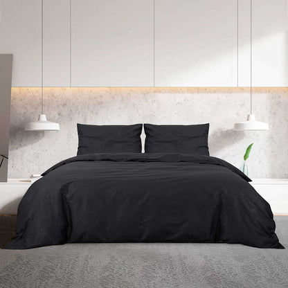 Duvet Cover Set Black 200x220 cm Cotton