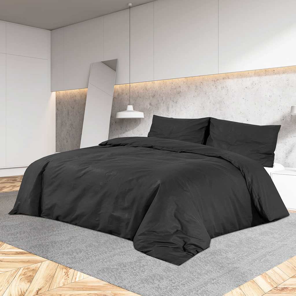 Duvet Cover Set Black 200x220 cm Cotton