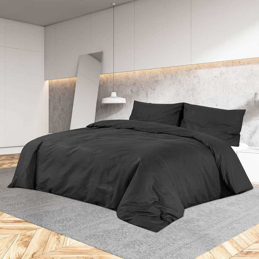 Duvet Cover Set Black 200x220 cm Cotton