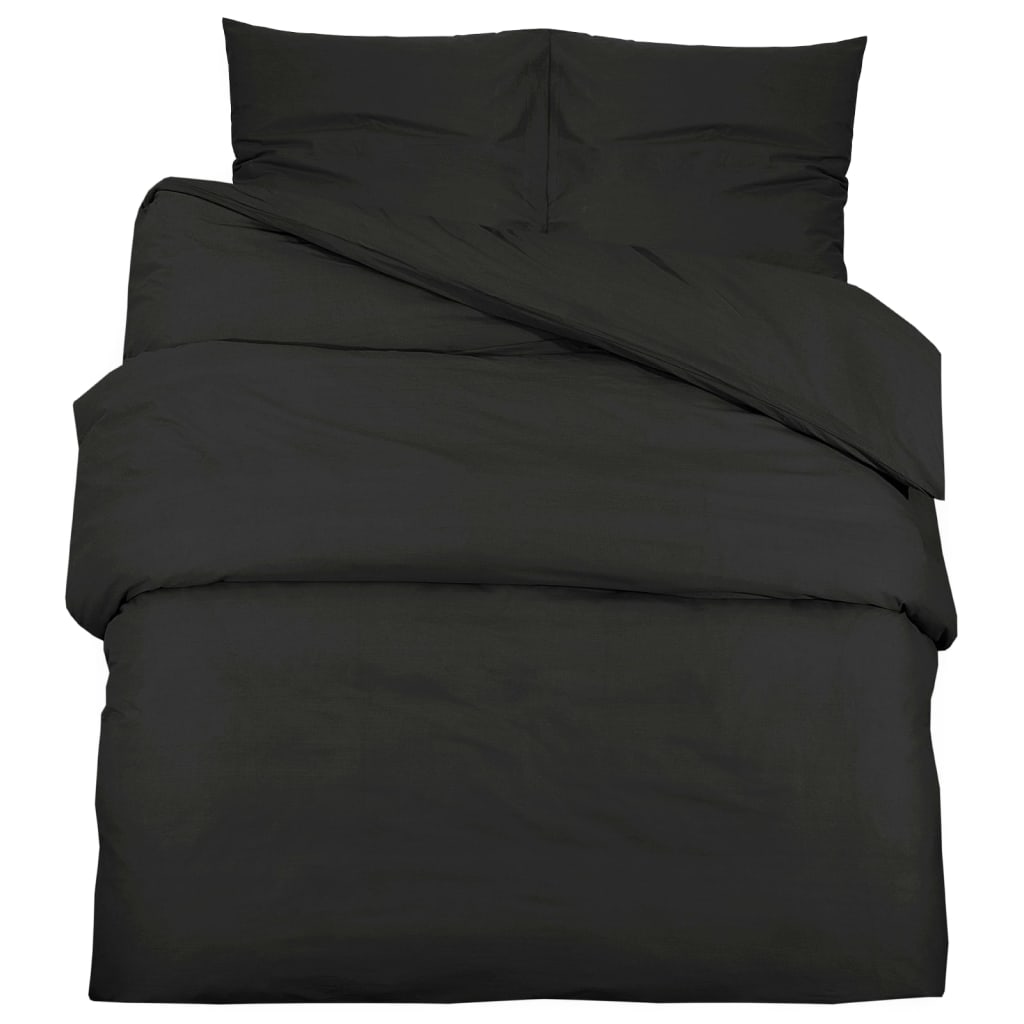 Duvet Cover Set Black 225x220 cm Cotton
