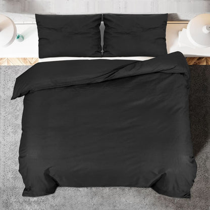 Duvet Cover Set Black 225x220 cm Cotton