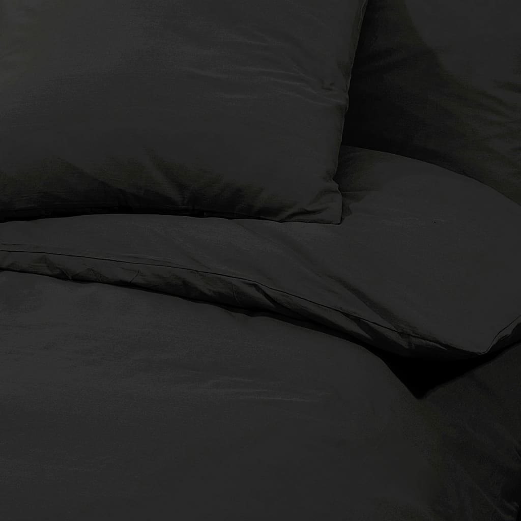 Duvet Cover Set Black 225x220 cm Cotton