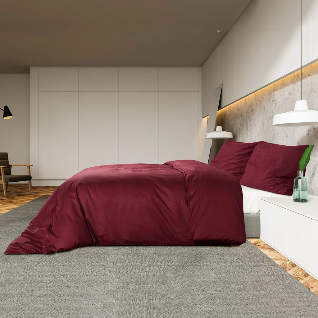 Duvet Cover Set Bordeaux 240x220 cm Cotton