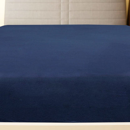 Jersey Fitted Sheets 2 pcs Navy Blue 90x200 cm Cotton