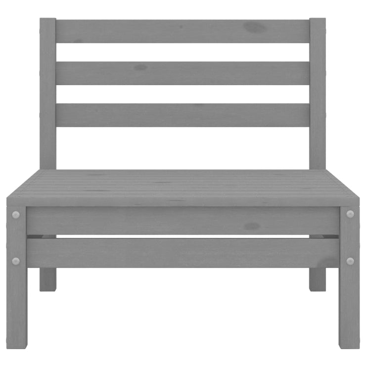 Garden Middle Sofas 2 pcs Grey Solid Pinewood