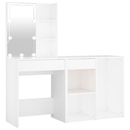 LED Dressing Table With Cabinet | White | Engineered wood, acrylic
