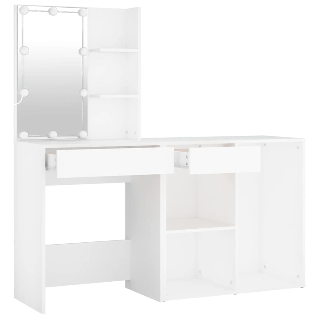 LED Dressing Table With Cabinet | White | Engineered wood, acrylic
