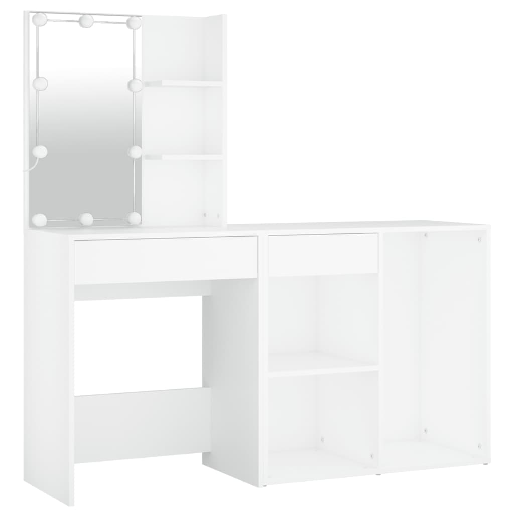 LED Dressing Table With Cabinet | White | Engineered wood, acrylic