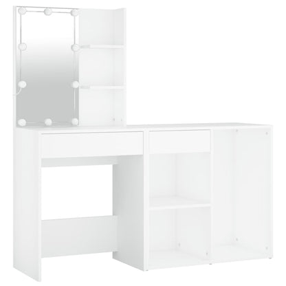 LED Dressing Table With Cabinet | White | Engineered wood, acrylic