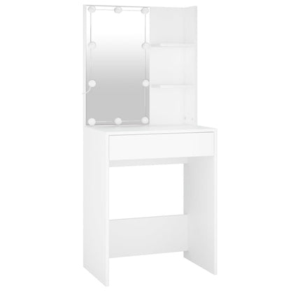 LED Dressing Table With Cabinet | White | Engineered wood, acrylic