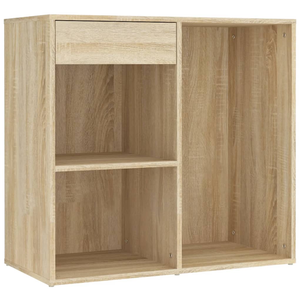 LED Dressing Table With Cabinet | Sonoma oak | Engineered wood, acrylic