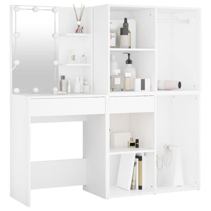 LED Dressing Table With Cabinet | White | Engineered wood, acrylic
