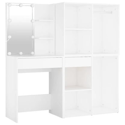 LED Dressing Table With Cabinet | White | Engineered wood, acrylic