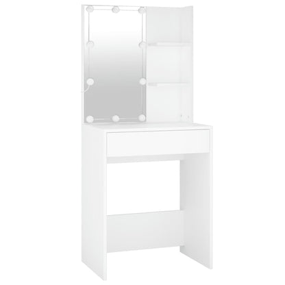 LED Dressing Table With Cabinet | White | Engineered wood, acrylic