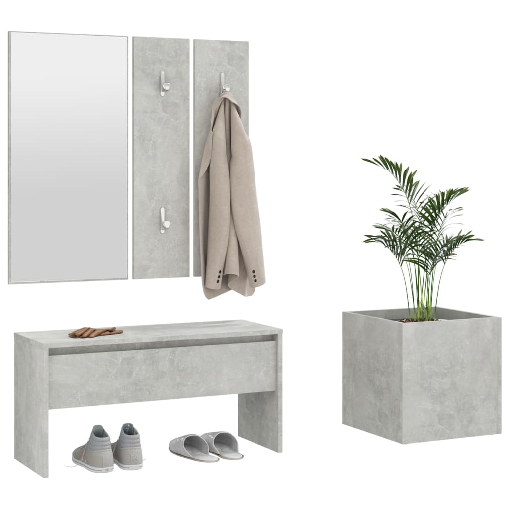 Hallway Furniture Set Concrete Grey Engineered Wood