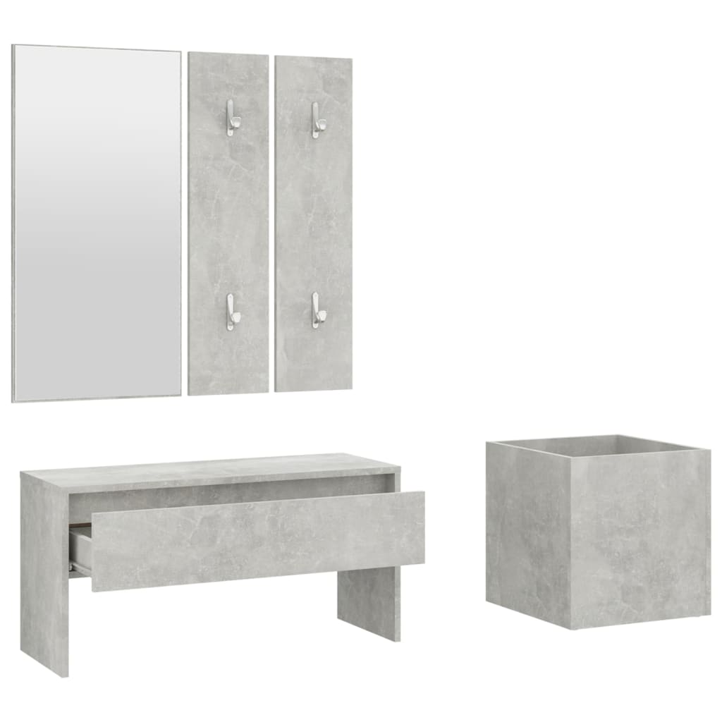 Hallway Furniture Set Concrete Grey Engineered Wood