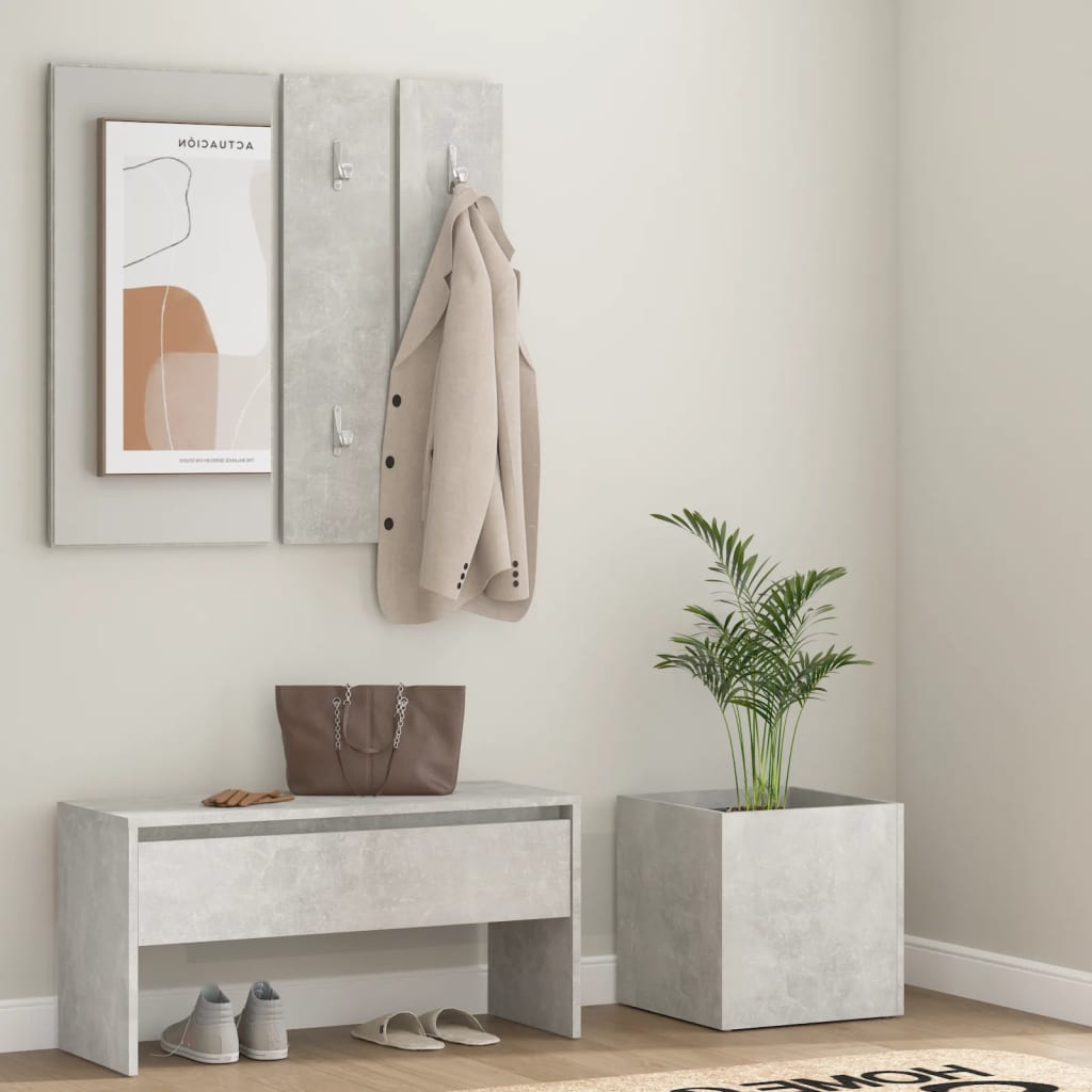 Hallway Furniture Set Concrete Grey Engineered Wood