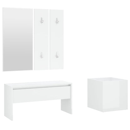 Hallway Furniture Set High Gloss White Engineered Wood