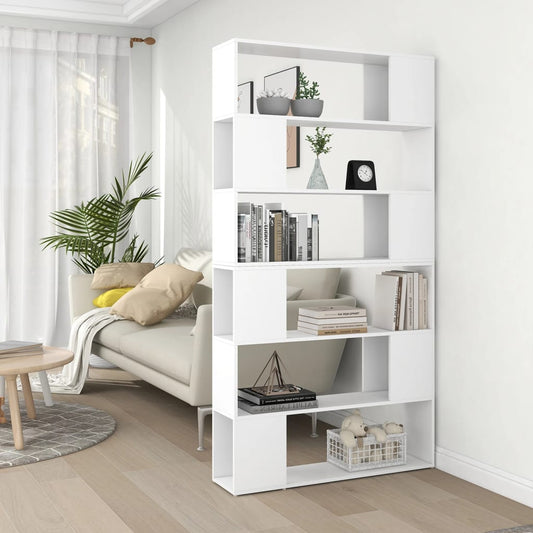 Book Cabinet Room Divider | White | Engineered wood | 100x24x188 cm