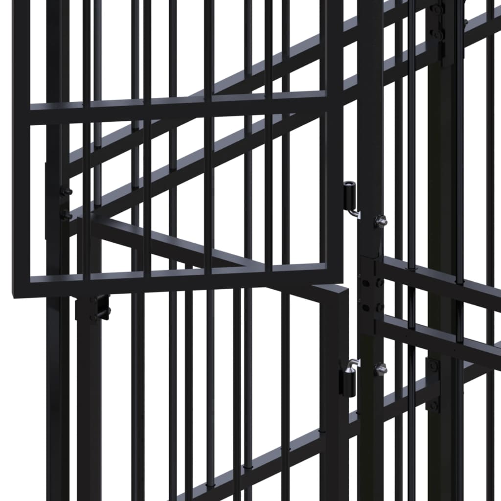 Dog Kennel Black Powder-coated steel One Size Durable
