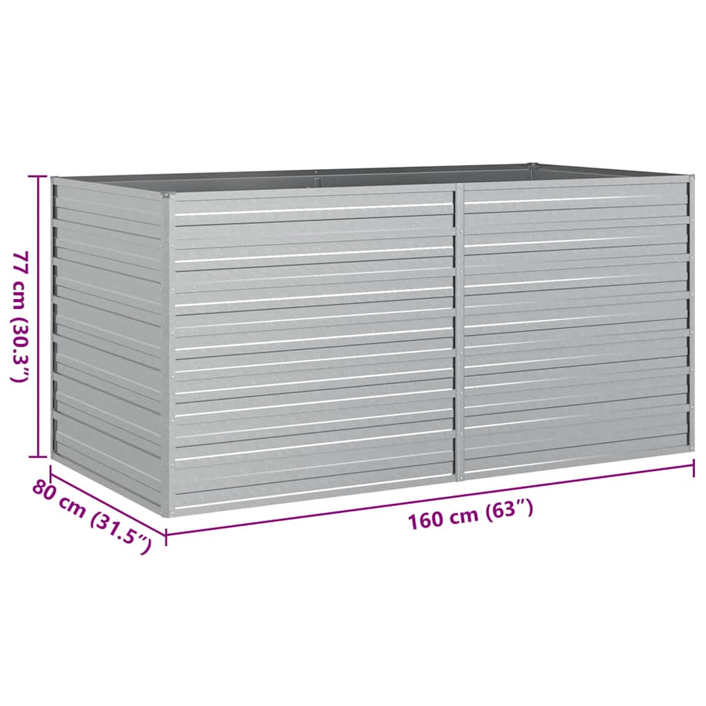 Garden Raised Bed Silver Galvanized Steel 63 x 31.5 x 30.3 in