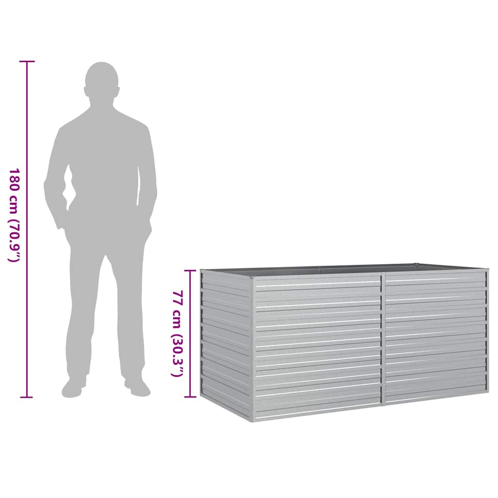 Garden Raised Bed Silver Galvanized Steel 63 x 31.5 x 30.3 in