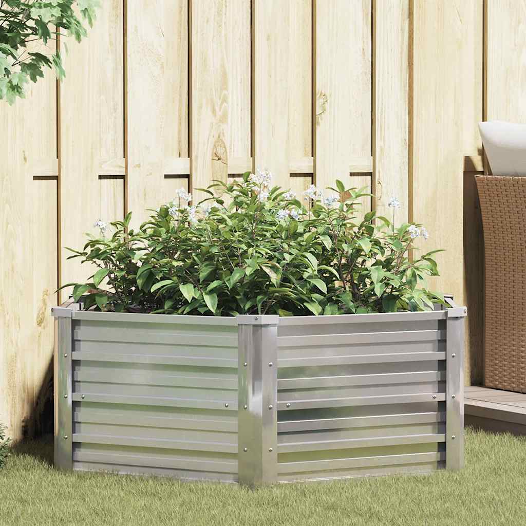316881 vidaXL Garden Raised Bed 129x45 cm Galvanized Steel Silver