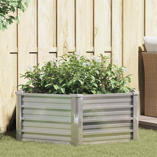 316881 vidaXL Garden Raised Bed 129x45 cm Galvanized Steel Silver
