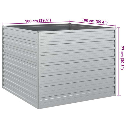 Garden Raised Bed 100x100x77 cm Galvanized Steel Silver