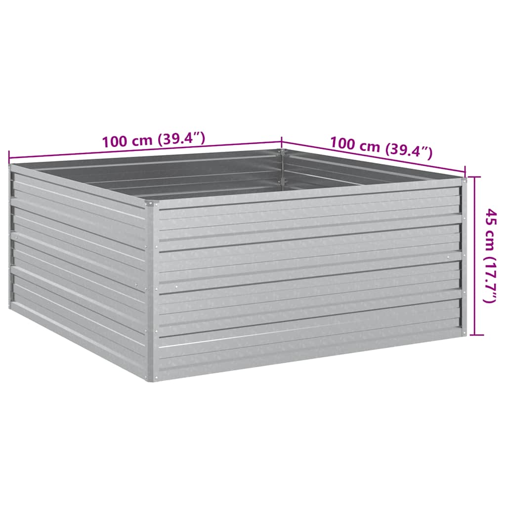 Garden Raised Bed 39.4"x39.4"x17.7" Galvanized Steel Silver