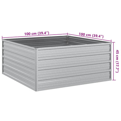 Garden Raised Bed 39.4"x39.4"x17.7" Galvanized Steel Silver