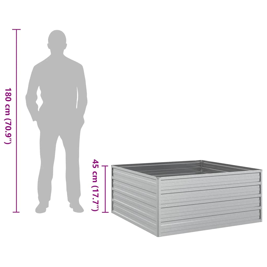 Garden Raised Bed 39.4"x39.4"x17.7" Galvanized Steel Silver