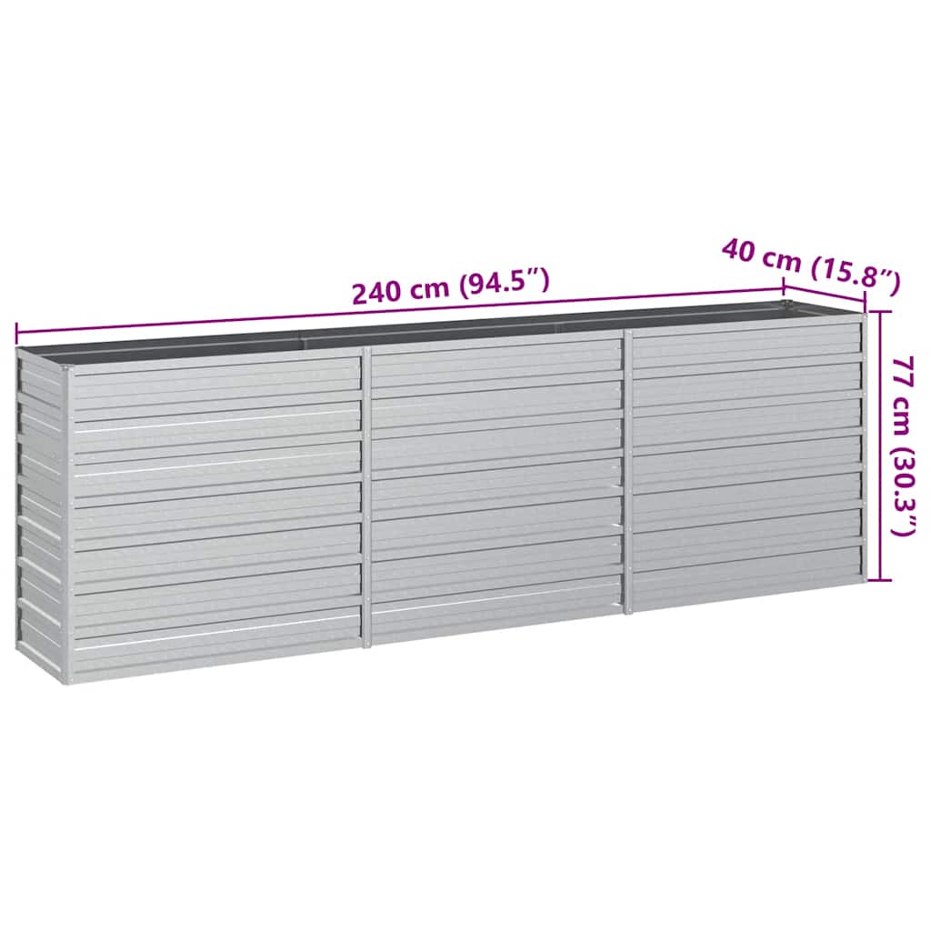 Garden Raised Bed 94.5"x15.7"x30.3" Galvanized Steel Silver