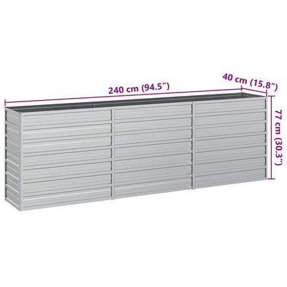 Garden Raised Bed 94.5"x15.7"x30.3" Galvanized Steel Silver