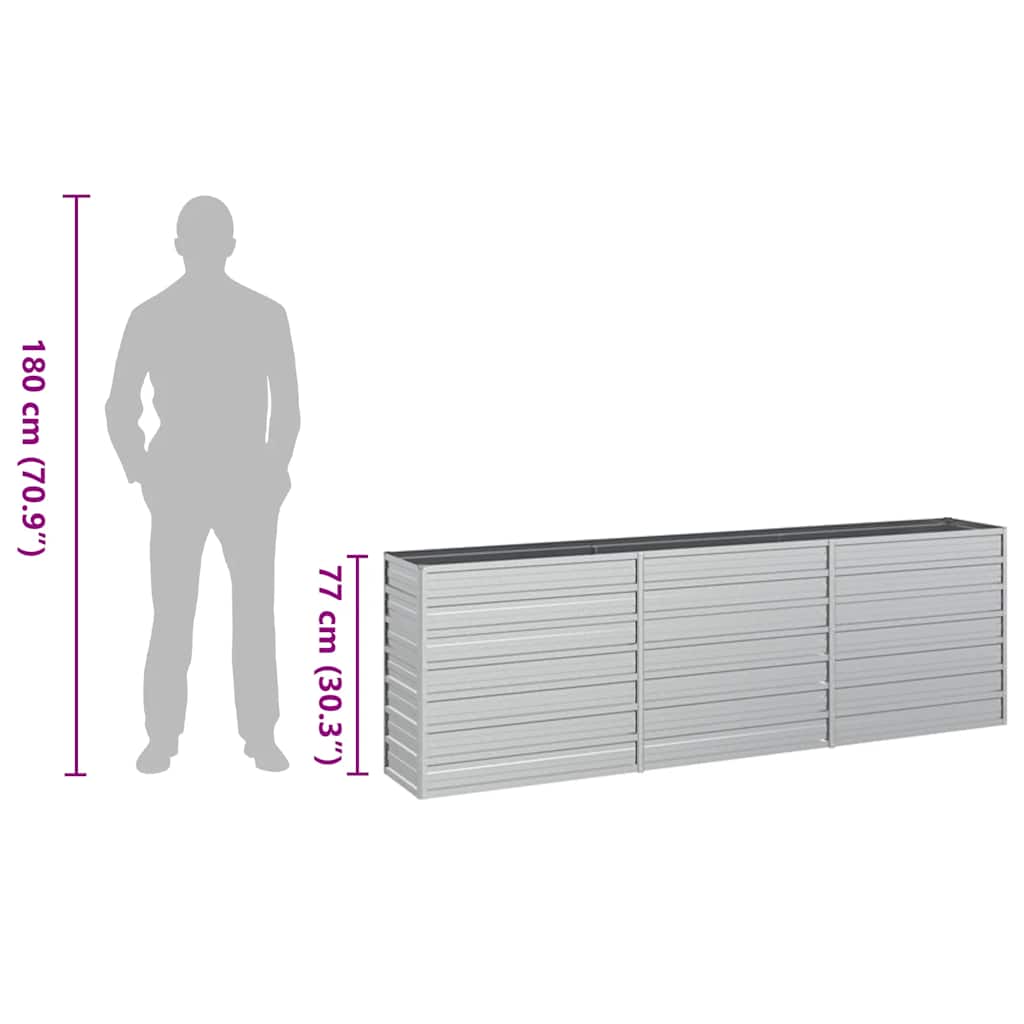 Garden Raised Bed 94.5"x15.7"x30.3" Galvanized Steel Silver