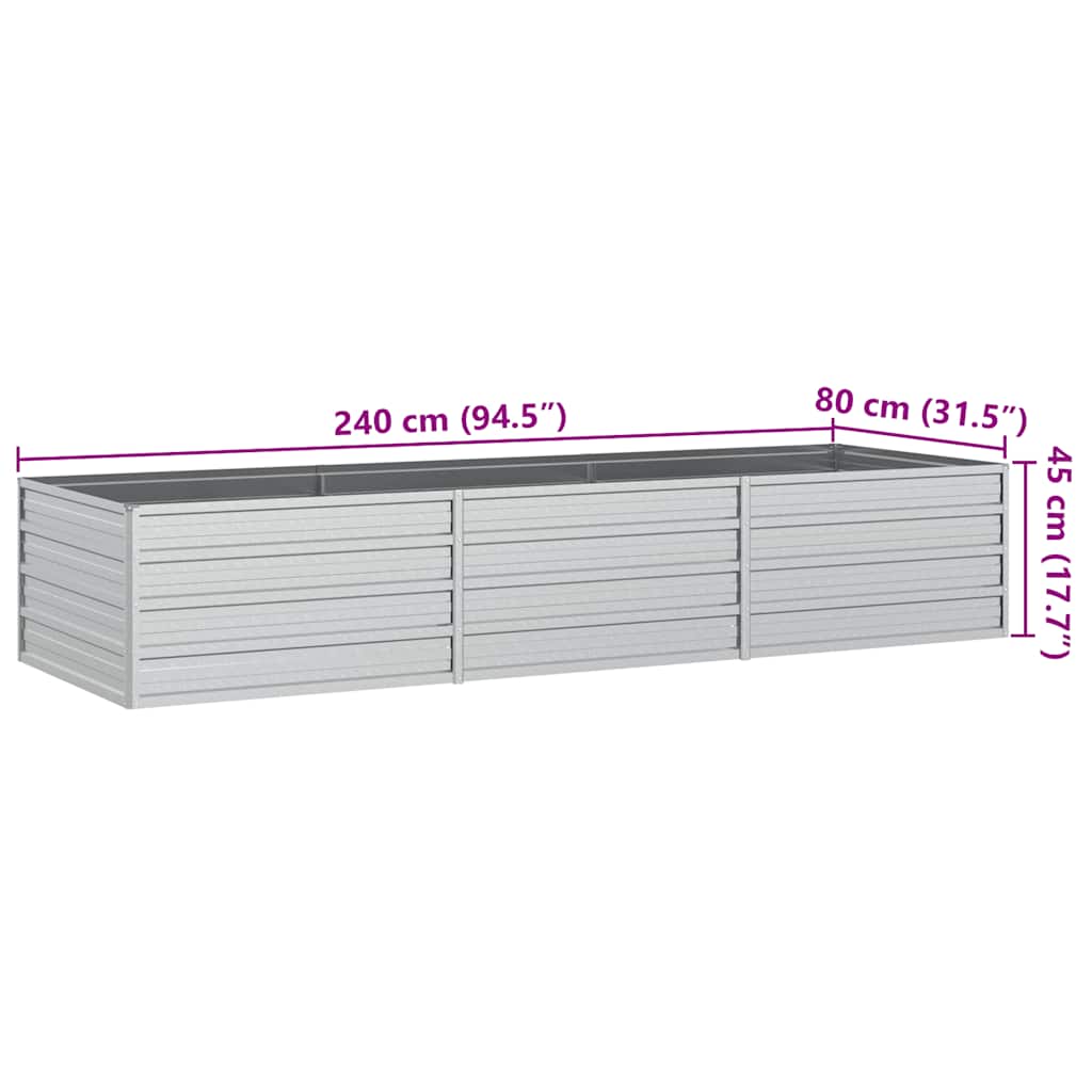 Garden Raised Bed Silver Galvanized Steel Large
